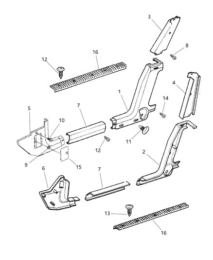 1997 Jeep Cherokee  Panel-B Pillar Diagram for 5EW91TC3