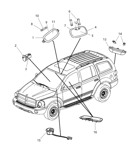 2009 Dodge Durango  Lamp-Reading Diagram for 1AN73BD1AA