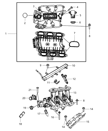 2007 Jeep Wrangler  Clip-Fuel Injector Diagram for 4418257AB