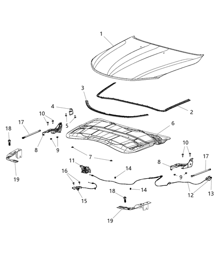 2016 Chrysler 200  Hood Hinge Diagram for 68143718AA