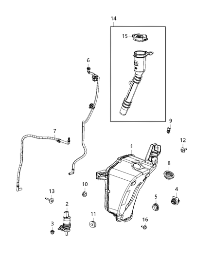 2021 Jeep Wrangler  Washer Reservoir Diagram for 68453669AA