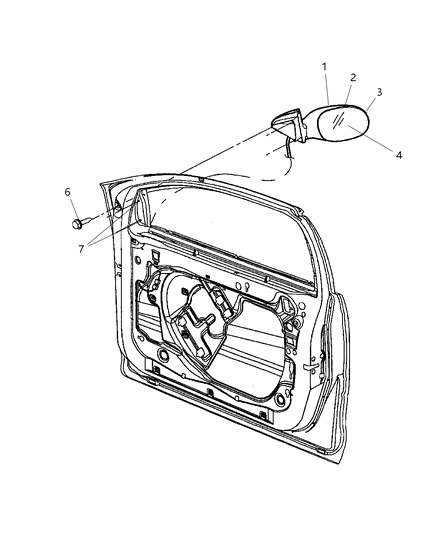 2000 Chrysler 300M  Outside Rearview Electric Heated Mirror Diagram for 4574590AE