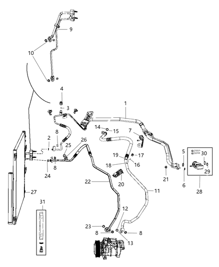 2015 Ram 1500  Cap-A/C Charge Valve Diagram for 68237082AA