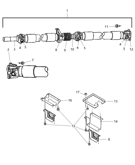 2007 Dodge Ram 2500  U-Joint Kit Diagram for 5093376AA