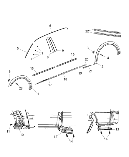 2018 Ram 1500  Molding-Windshield Diagram for 68297608AA