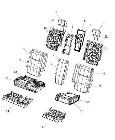 2009 Dodge Journey Seat Cushion Foam Diagram for 68042327AA