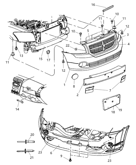 2007 Dodge Caliber Upper FASCIA Diagram for 5116131AA