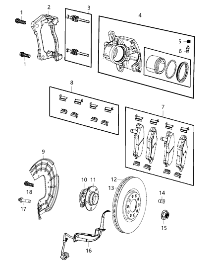 2021 Jeep Compass  Brake Kit-Disc Brake Pad Diagram for 68404657AA