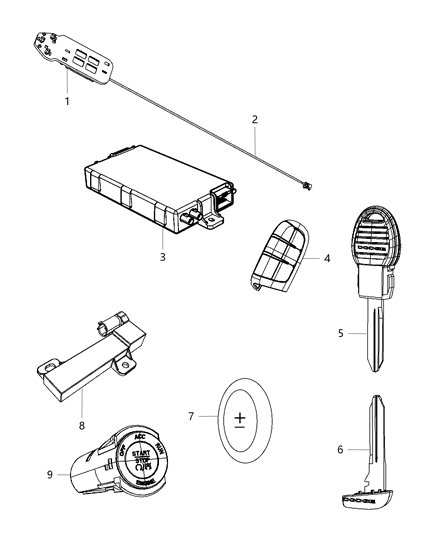 2019 Dodge Journey  Key-Blank Diagram for 68145592AA
