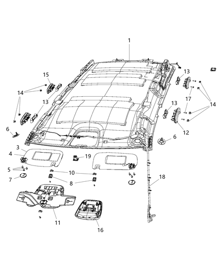 2015 Jeep Grand Cherokee Molding-Rear Header Diagram for 5KT97DX9AA