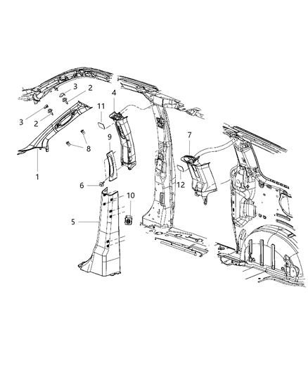 2013 Ram C/V  Panel-B Pillar Lower Trim Diagram for ZR28BD1AD