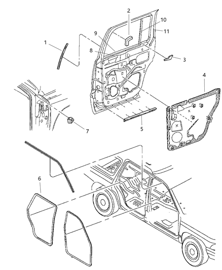 1999 Dodge Durango  Seal-Rear Door Diagram for 55256575AC