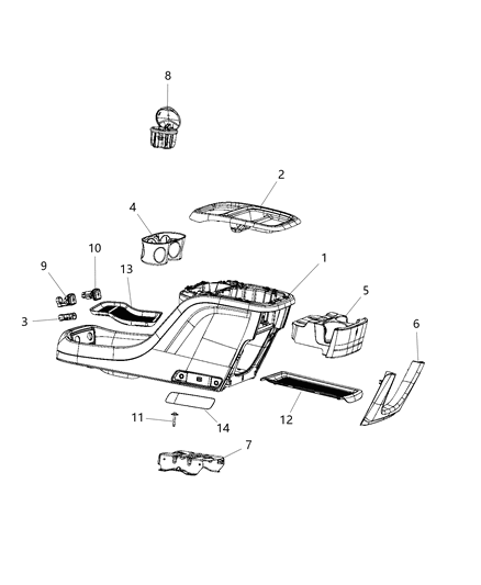 2018 Chrysler Pacifica  Bin-CUPHOLDER Diagram for 6EJ88PD2AC