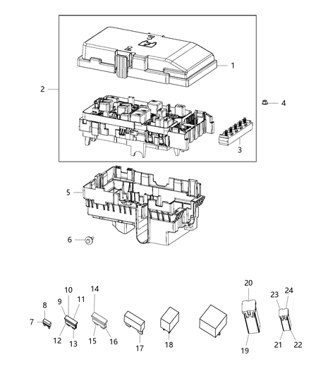 2015 Chrysler 200  Cover-Power Distribution Center Diagram for 68212600AA