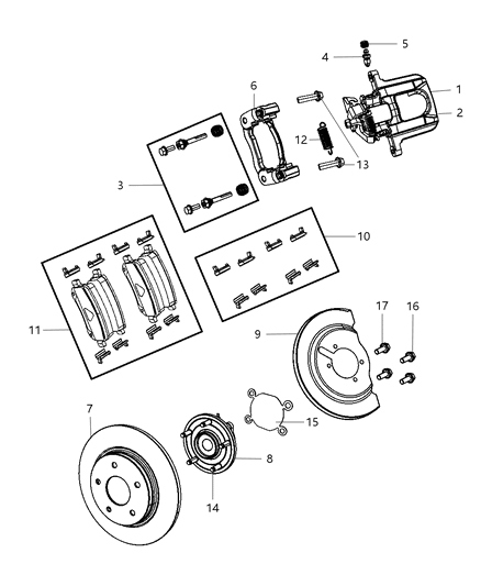 2009 Dodge Journey  Rear Disc Brake Pad Kit Diagram for 68029887AA