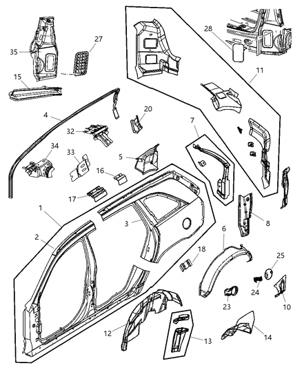 2007 Chrysler Pacifica DEADENER-Body Panel Diagram for 55359618AB