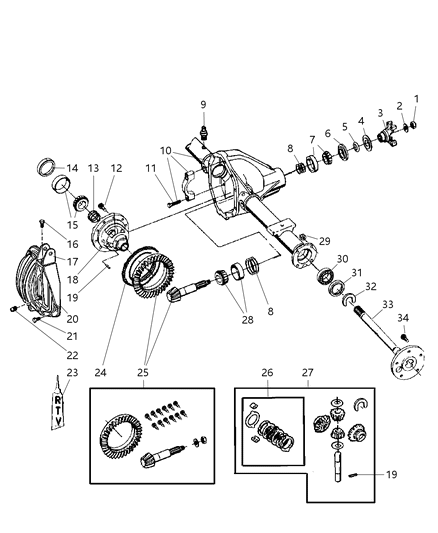 2005 Dodge Ram 1500  Bearing-Axle Shaft Diagram for 5137586AA