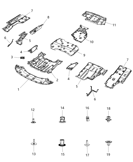 2020 Chrysler Pacifica  Shield-Floor Pan Diagram for 68240034AC