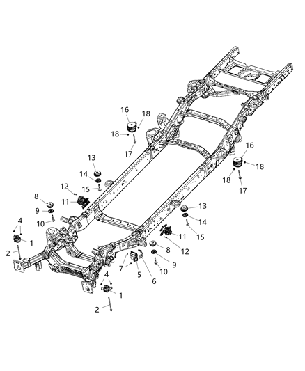 2019 Ram 1500  ISOLATOR-Body Hold Down Diagram for 68246281AA