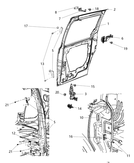 2014 Dodge Grand Caravan  Door Hinge Left Diagram for 5020673AE