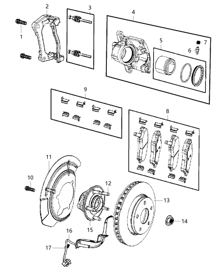 2012 Jeep Wrangler  CALIPER-Disc Brake Diagram for 68003697AA