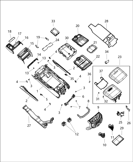 2019 Ram 4500  Mat-Floor Console Diagram for 68409973AA