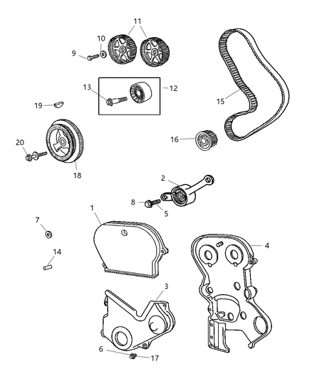 2003 Chrysler PT Cruiser  DAMPER-CRANKSHAFT Diagram for 4777618AE