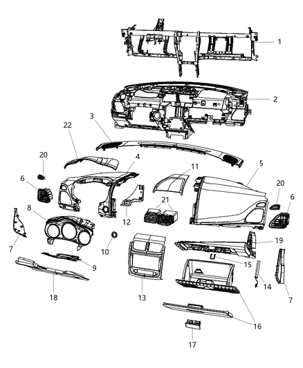 2013 Dodge Avenger Bezel-Instrument Panel Diagram for 1SX94DX9AB