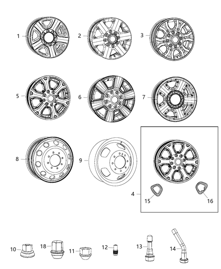 2013 Ram 3500  Aluminum Wheel Diagram for 68079555AB