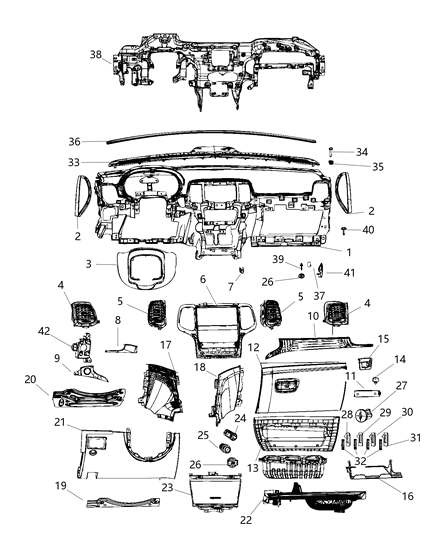 2014 Jeep Grand Cherokee  Panel-Instrument Lower Diagram for 5MT28HL1AA