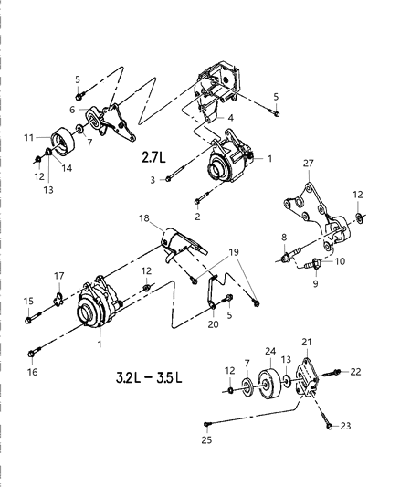 1998 Dodge Intrepid  Pulley-Idler Diagram for 53010230
