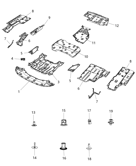 2018 Chrysler Pacifica  Belly Pan-Front Diagram for 68227425AD