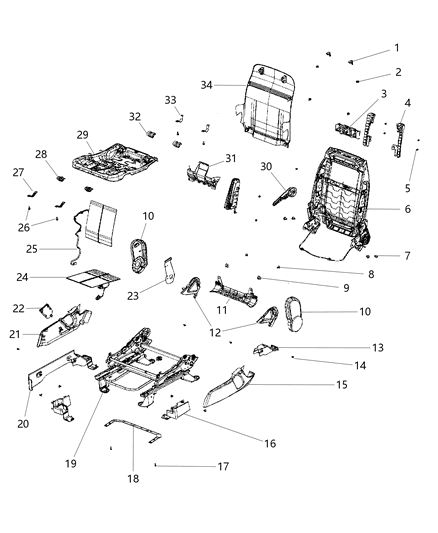2014 Jeep Compass  Cover-Seat Track Diagram for 5191912AA