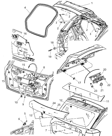 2007 Dodge Caliber  Liftgate Latch Diagram for 4589111AC