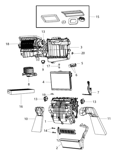 2014 Jeep Wrangler  Duct-Floor Distribution Diagram for 55111300AA