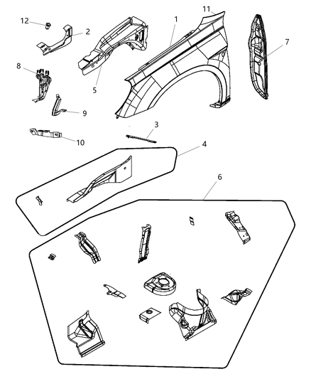 2011 Chrysler 200 Bracket-Fender Mounting Front Diagram for 68079075AA