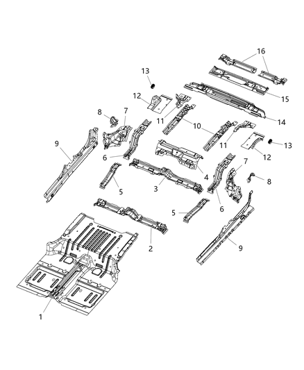 2020 Jeep Wrangler  CROSSMEMB-Intermediate Rear Diagram for 68299272AD