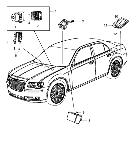 2013 Chrysler 300  Anti-Lock Brake Control Unit Diagram for 68195728AA