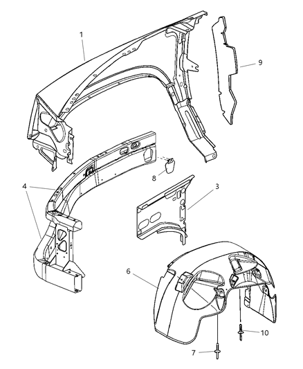 2008 Dodge Dakota  Seal-Fender To COWL Diagram for 55359449AC