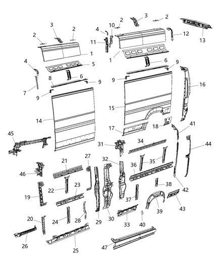 2014 Ram ProMaster 3500  Track-Sliding Door Diagram for 68212656AA