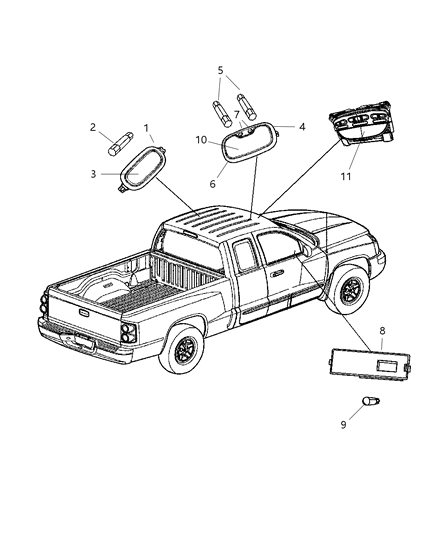 2011 Dodge Dakota  Lamp-Dome Diagram for 5JG55BD1AC