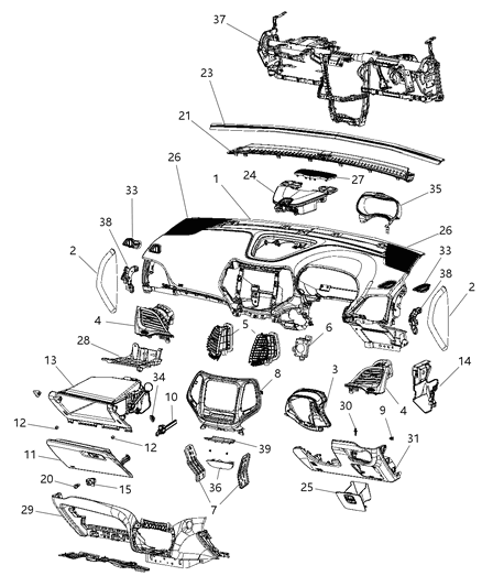 2015 Jeep Cherokee Seal-Windshield Diagram for 68141657AA