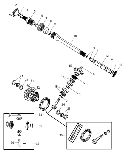 2009 Dodge Ram 1500  Snap Ring-Axle Shaft Diagram for 52069710AB