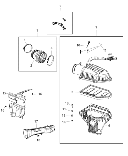 2019 Dodge Charger  Air Cleaner Duct Diagram for 68424623AA
