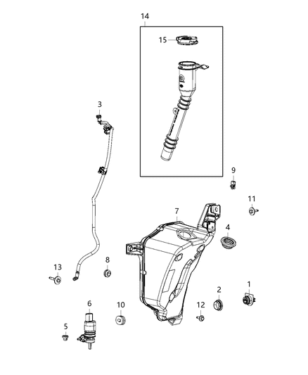 2021 Jeep Wrangler  Reservoir-Windshield Washer Diagram for 68421922AB