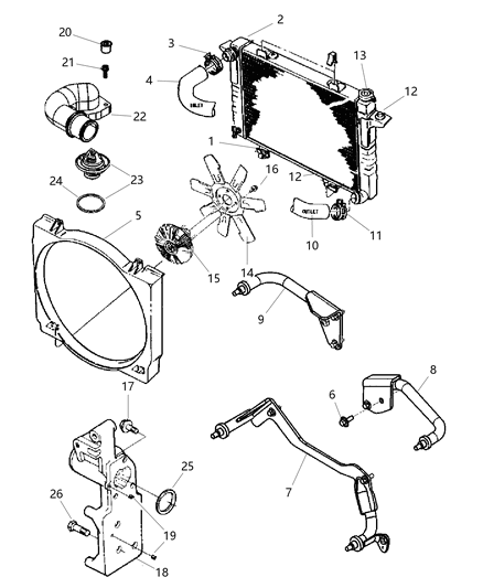 2005 Dodge Ram 3500  Hose-Radiator Diagram for 52028873AC