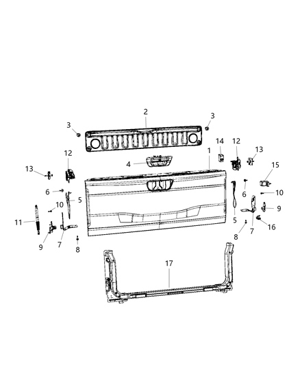 2021 Ram 1500  Latch-TAILGATE Diagram for 68309893AK