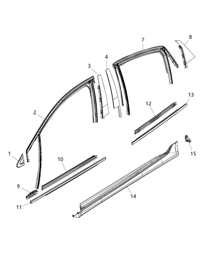 2016 Chrysler 200  WEATHERSTRIP-Door Belt Inner Diagram for 68144962AD
