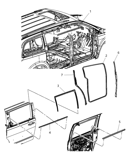 2017 Dodge Grand Caravan  WEATHERSTRIP-Rear Door Belt Outer Diagram for 5109808AD