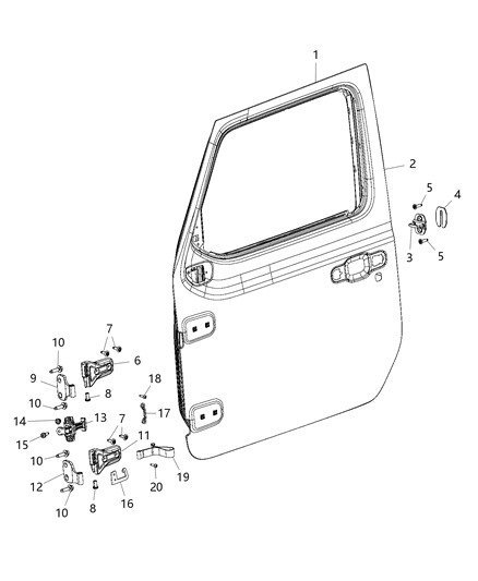 2018 Jeep Wrangler  Hinge-Body Half Diagram for 68297678AB